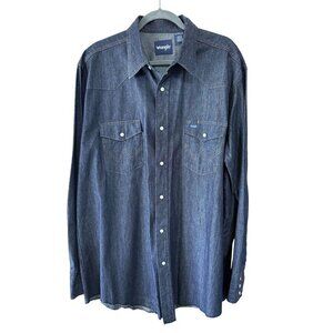 Wrangler Cowboy Cut Western Work Pearl Snap Shirt Size 2XT Tall